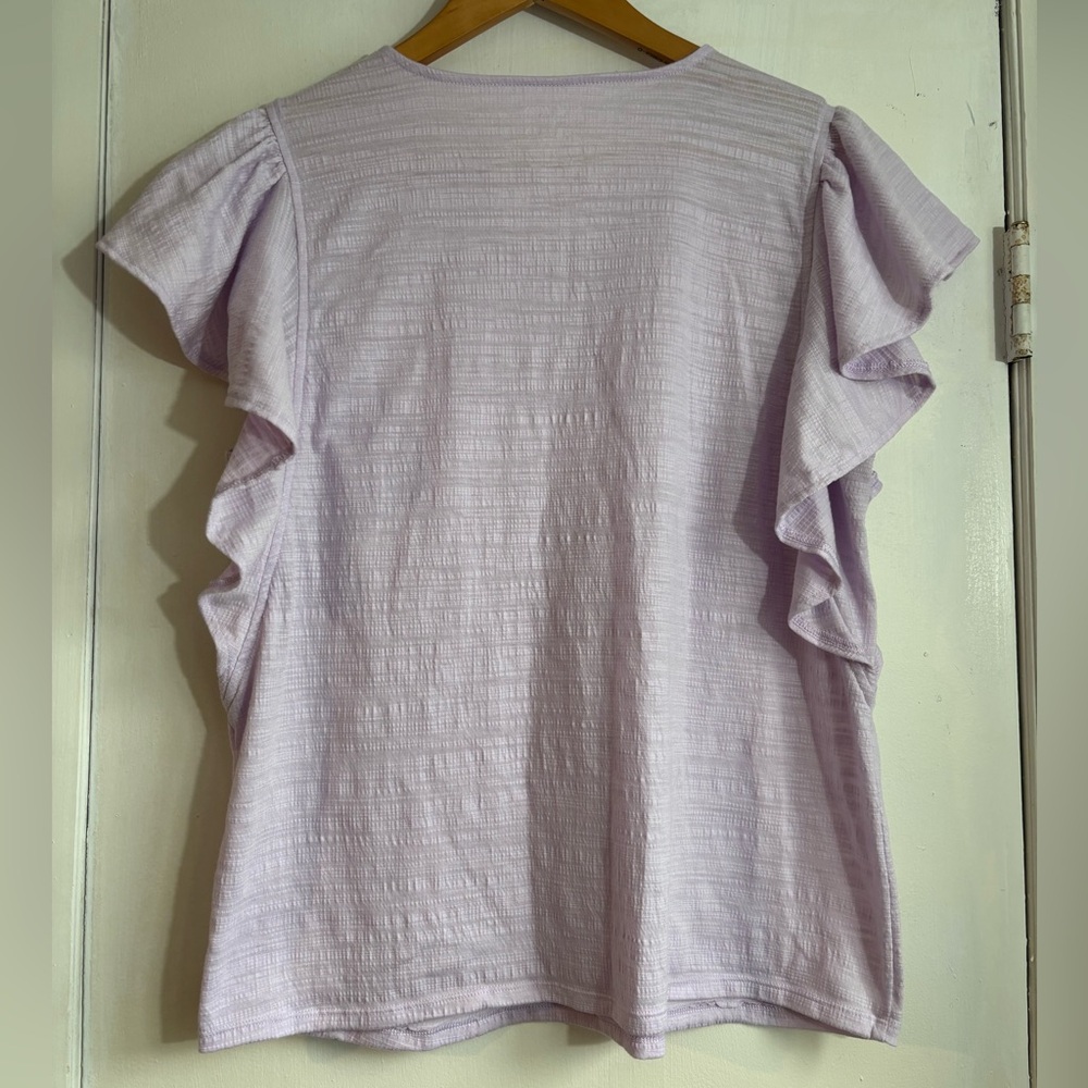 Nine West Light Purple Ruffle Sleeve Blouse - Picture 4 of 6